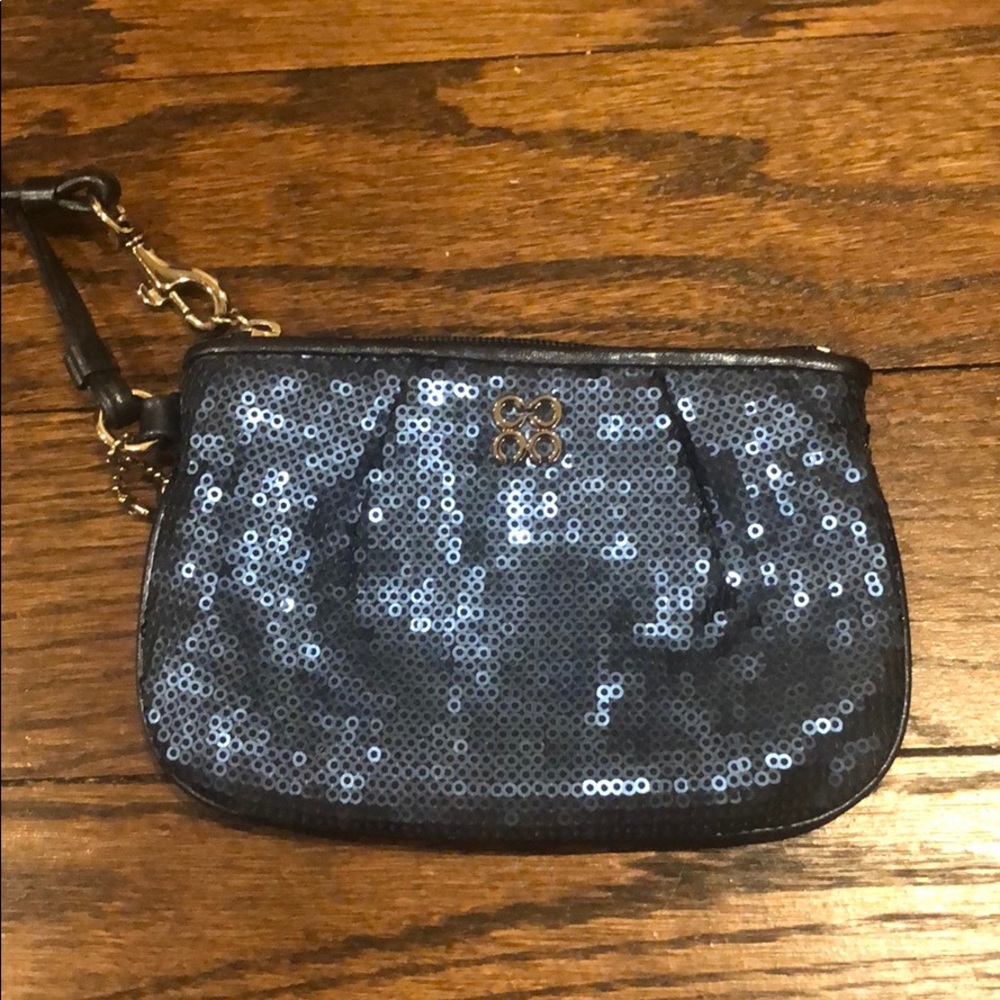 Blue Sequin Coach Wristlet - image 1